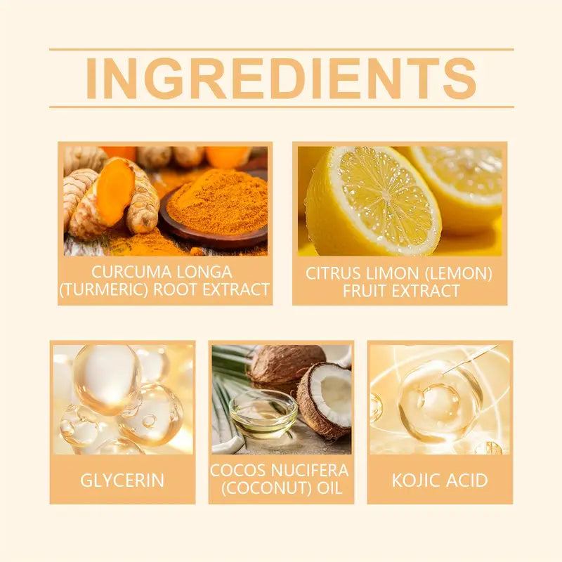 Turmeric Kojic & Lemon Soap – Pack of 5 | Brightening & Glowing Skin Care Bar 🧼🍋