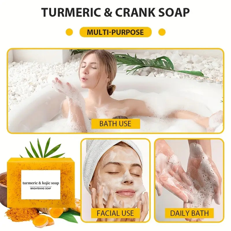 Turmeric Kojic & Lemon Soap – Pack of 5 | Brightening & Glowing Skin Care Bar 🧼🍋