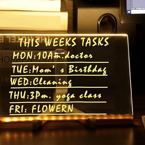 ⭐HOT SELLING 2025⭐ New LED Note Board with Colors, LED Acrylic Message Board Acrylic Dry Erase Board with Light⭐