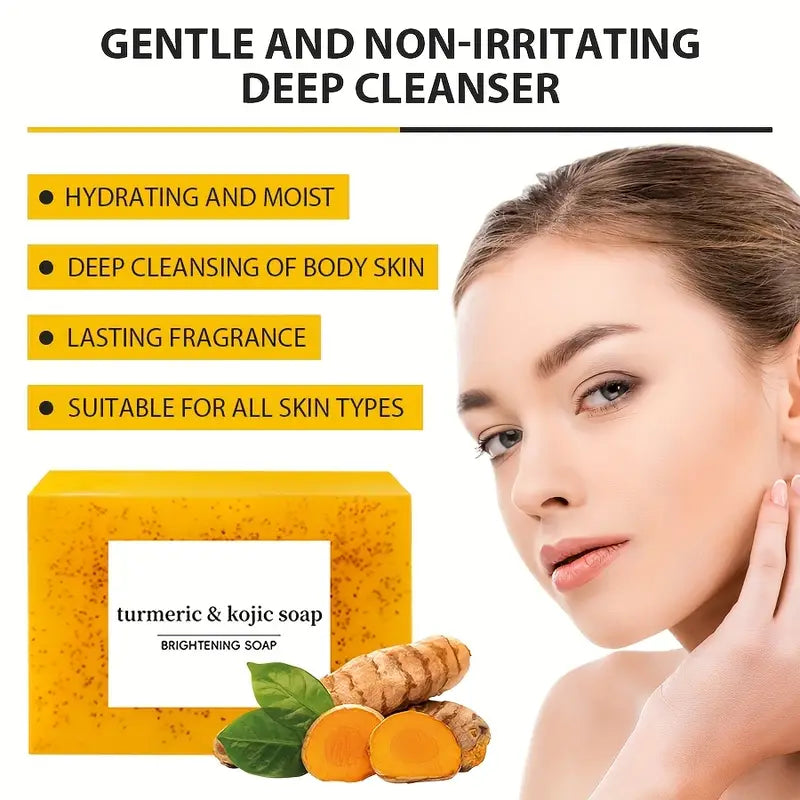 Turmeric Kojic & Lemon Soap – Pack of 5 | Brightening & Glowing Skin Care Bar 🧼🍋