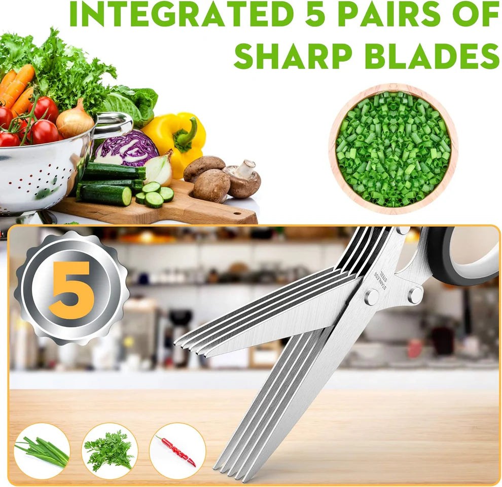 🏆Flash Sale⚡ 50K+ SOLD! 🥗 5-Blade Precision Herb Cutter - 50% OFF💥🎉