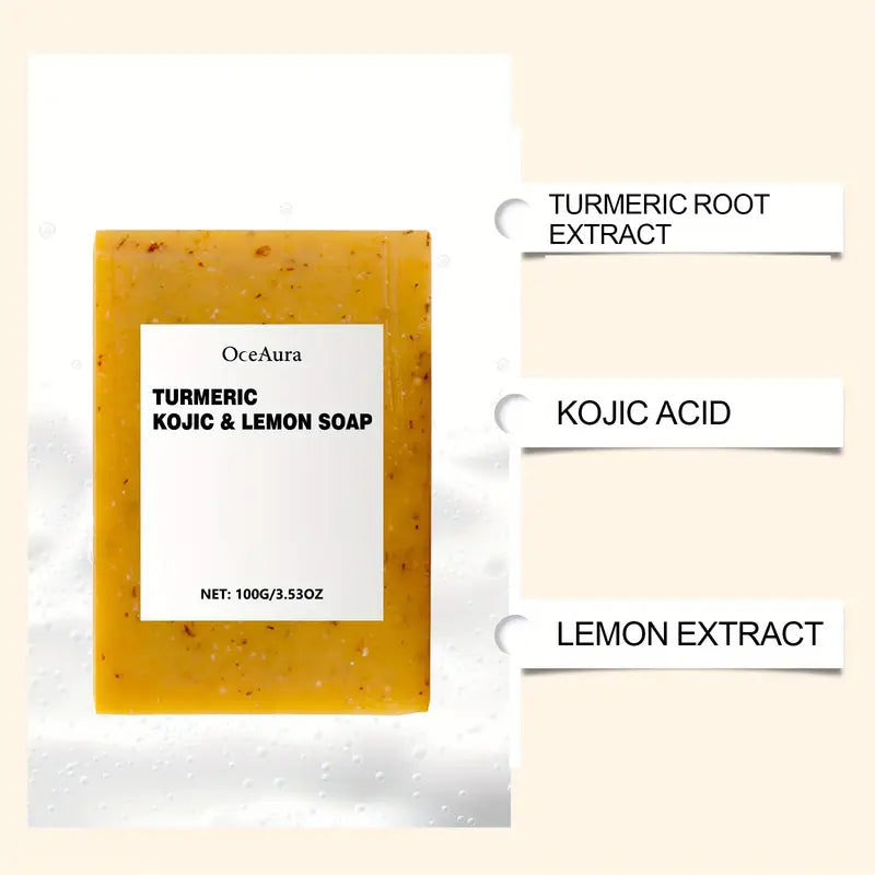 Turmeric Kojic & Lemon Soap – Pack of 5 | Brightening & Glowing Skin Care Bar 🧼🍋