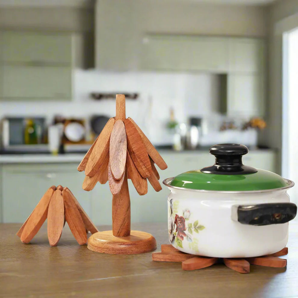 🪵Foldable Wooden Hot Pot Stand – By 1 Get 3 Free ✨