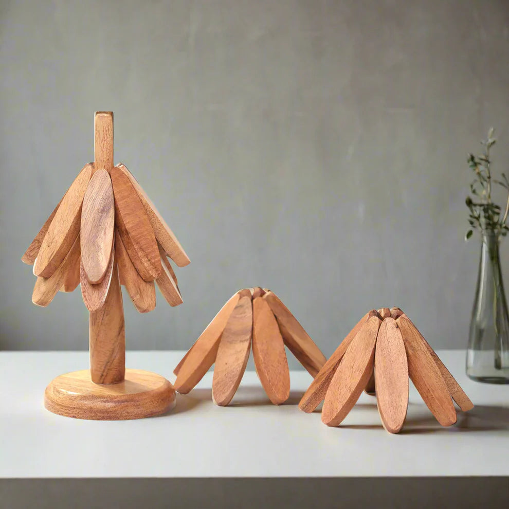 🪵Foldable Wooden Hot Pot Stand – By 1 Get 3 Free ✨