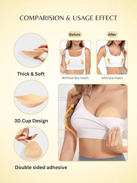 Premium Silicone Stick-On Bra Inserts – Skin-Friendly, Anti-Slip & Reusable