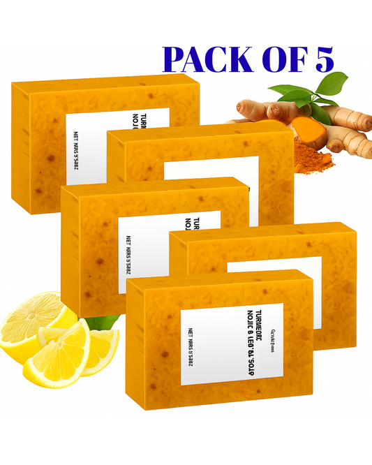 Turmeric Kojic & Lemon Soap – Pack of 5 | Brightening & Glowing Skin Care Bar 🧼🍋